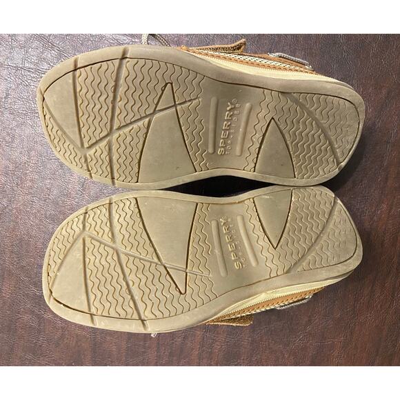 Sperry Top-Sider Kids Boat Shoes Tan Leather 9M Youth Slip-On Hook & Loop - Picture 6 of 6